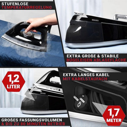 Royalty Line® DBST2300W Stoomstrijkijzer met Stoomgenerator - Strijkijzer - 2400W - Stoomstrijkijzers Met 1,2L Watertank - Iron - Keramische Zoolplaat - Rood