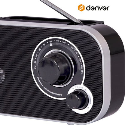 Denver FM Radio Retro - Noodradio / Noodpakket - Werkt op batterij of netstroom - Keukenradio - Draagbare Radio - Zwart