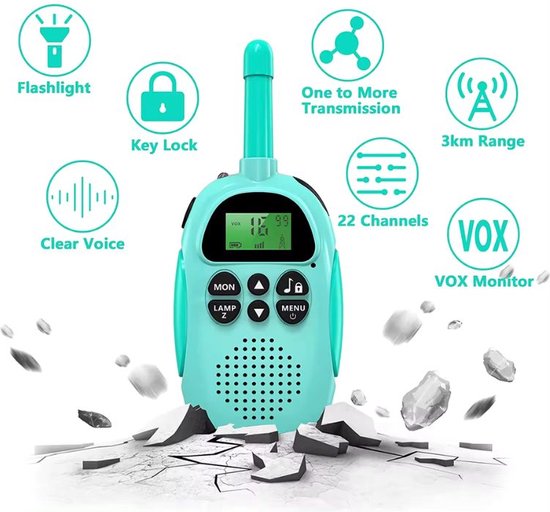Yarvu ® - Twintalker 5000 - 2 stuks Walkie Talkie - Ingebouwde Accu - Voor Kinderen & Volwassenen - Walkietalkie - Blauw
