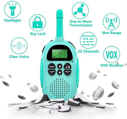 Yarvu ® - Twintalker 5000 - 2 stuks Walkie Talkie - Ingebouwde Accu - Voor Kinderen & Volwassenen - Walkietalkie - Blauw