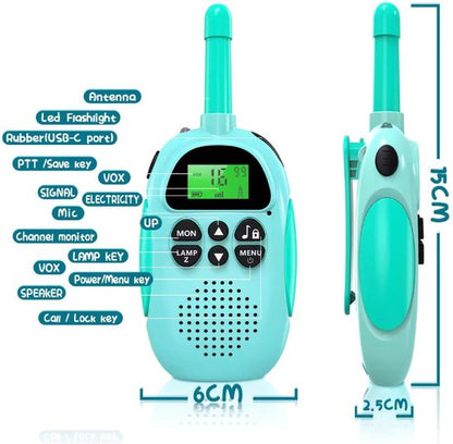 Yarvu ® - Twintalker 5000 - 2 stuks Walkie Talkie - Ingebouwde Accu - Voor Kinderen & Volwassenen - Walkietalkie - Blauw
