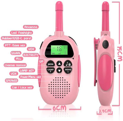 Yarvu ® - Twintalker 5000 - Walkie Talkie - Voor Kinderen & Volwassenen - Oplaadbaar ingebouwde Accu - Roze