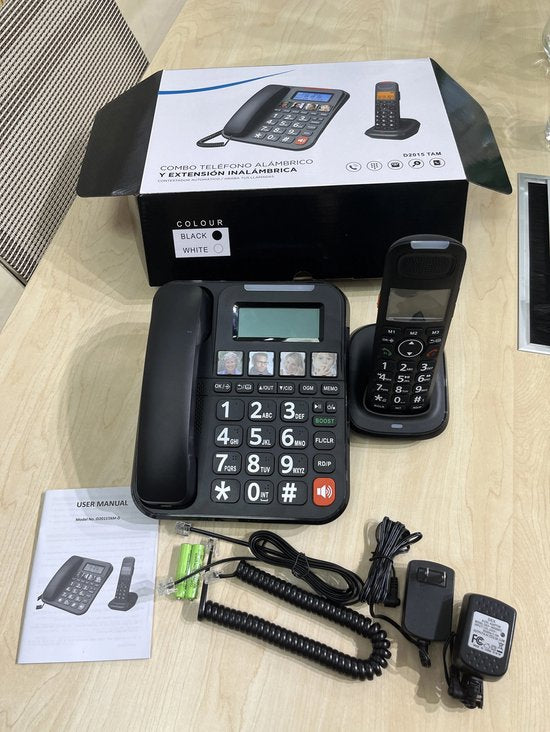 Diablo 3520 - Twinset Draadloze Dect Telefoon & Big Button Bedrade Senioren Telefoon - Duo Set - 2 Handsets - Grote Toetsen - Vaste lijn - Zwart