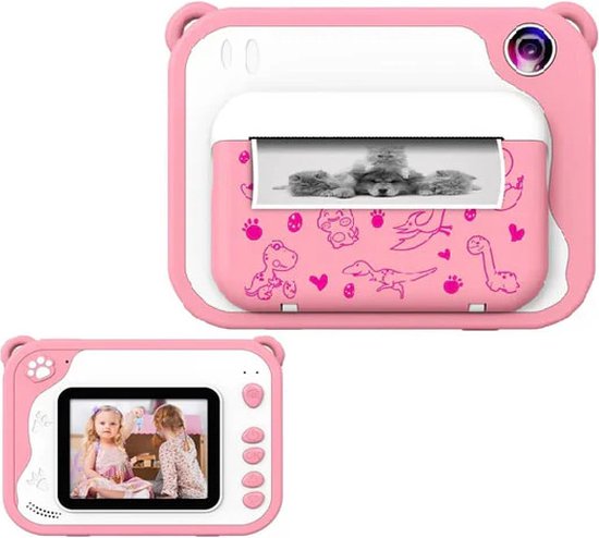 Yarvu ® - 3 IN 1 Digitale Kindercamera Met Printer + 32GB micro sd kaart - camera voor kinderen | Vlogcamera met Games Spelletjes| Fototoestel voor Kinderen | Met videofunctie - Kinder Camera - Instant Print - Roze kleur